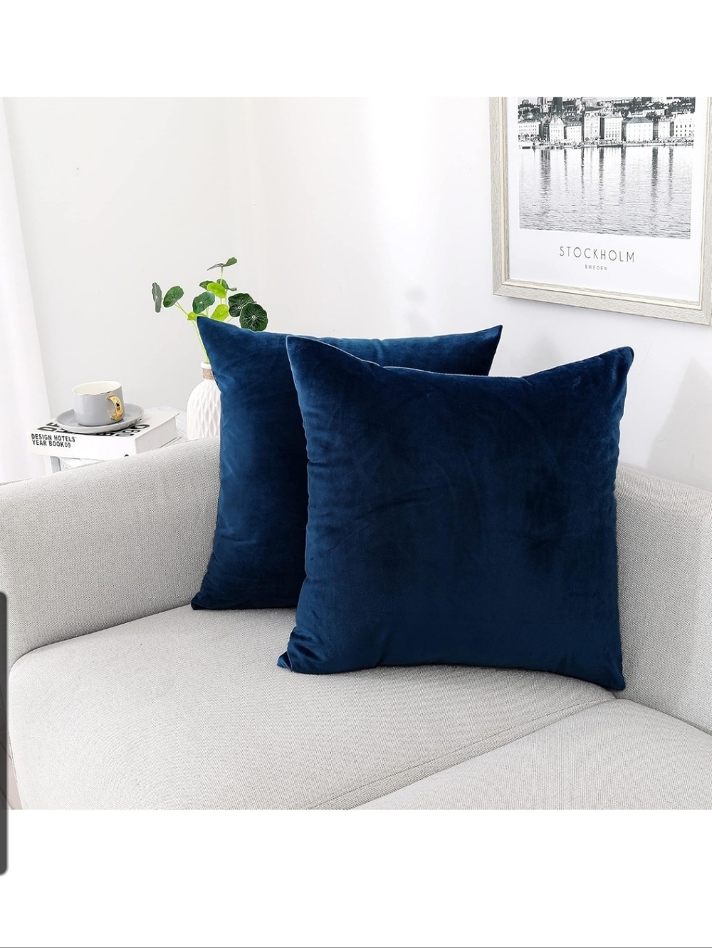 Dark Blue Soft Velvet Throw Pillow Case Covers 26x26 Inches Decorative Set of 2
